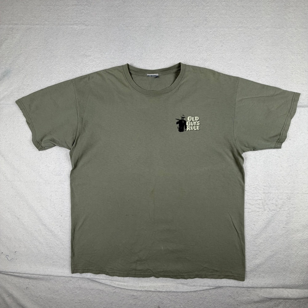 Old Guys Rule John Wayne Graphic T-Shirt Mens XL Olive Green Cowboy Quote Tee